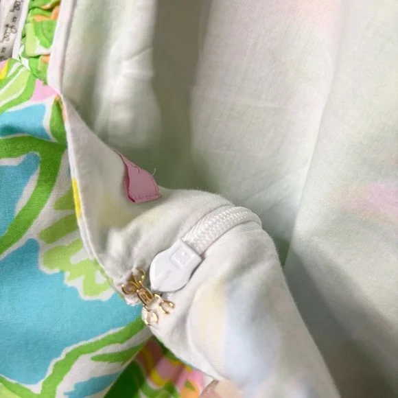 Lilly Pulitzer Fryer Shift Dress Size 4 Elephant Ears Multi Green Yellow Pink - Picture 8 of 15